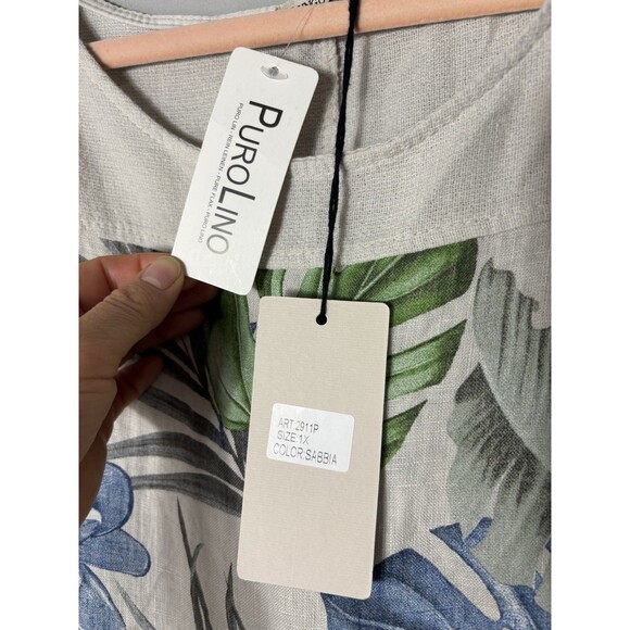 NWT Lungo L'arno Made in Italy Linen Tunic Top Floral Colorful 1X - Picture 7 of 8